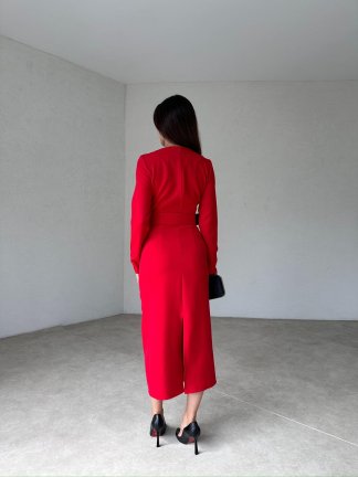 VİOLA Midi Elbise 1009 - Kırmızı - 3