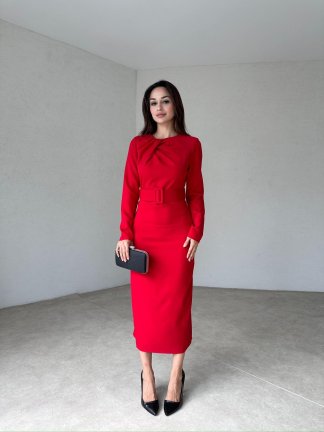 VİOLA Midi Elbise 1009 - Kırmızı - 2