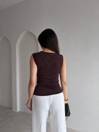 VİSTA Broş Detaylı Bluz 5451 - Acı Kahve - 2