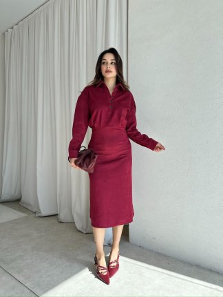 VİVA Elbise 8620 - Bordo 