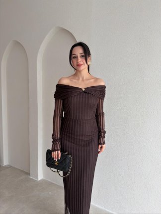 VİVALDİ Midi Elbise 3965 - Acı Kahve - 2