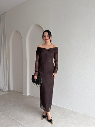 VİVALDİ Midi Elbise 3965 - Acı Kahve - 1