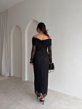 VİVALDİ Midi Elbise 3965 - Siyah - 3