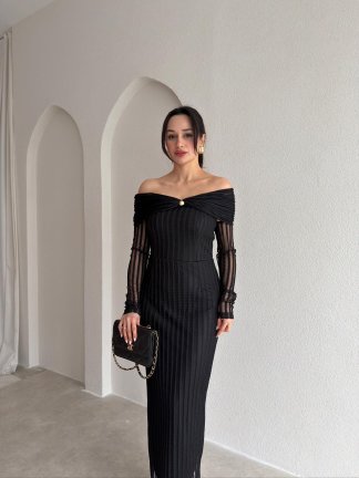 VİVALDİ Midi Elbise 3965 - Siyah - 2