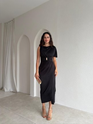 VİVERE Midi Elbise 3690 - Siyah 