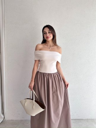 VOLTER Maxi Elbise 8488 - Krem 