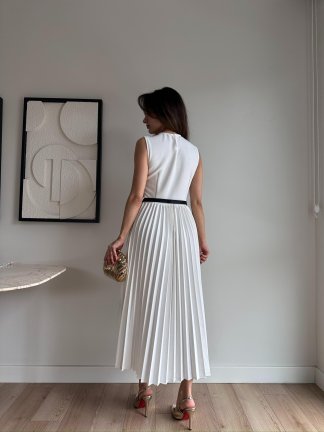 VOVİA Midi Elbise 8777 - Beyaz - 3