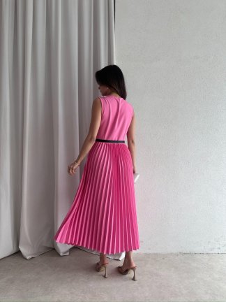 VOVİA Midi Elbise 8777 - Pembe - 3