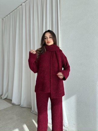 WALNUT Buklet Kumaş Takım 8672 - Bordo - 1
