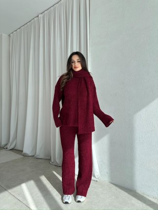 WALNUT Buklet Kumaş Takım 8672 - Bordo - 3