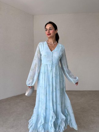 WALTON Maxi Elbise 2423 - Mavi - 1