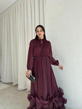 WANDA Maxi Elbise 8717 - Bordo - 3
