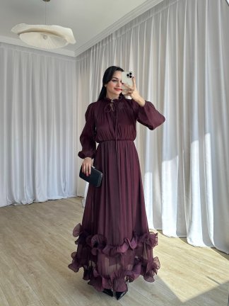 WANDA Maxi Elbise 8717 - Bordo - 4