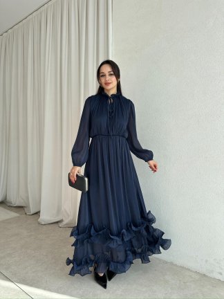 WANDA Maxi Elbise 8717 - Lacivert - 1