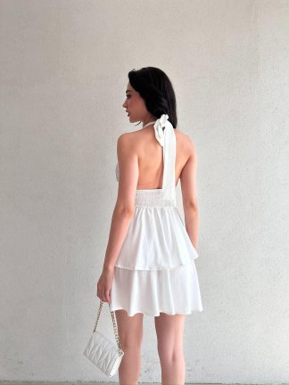 WARSHEL Mini Elbise 2872 - Beyaz - 3