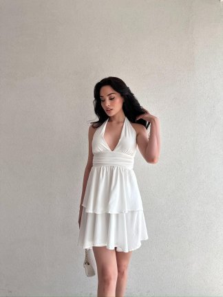 WARSHEL Mini Elbise 2872 - Beyaz 