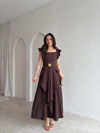 WAYNE Maxi Elbise 5784 - Acı Kahve - 1