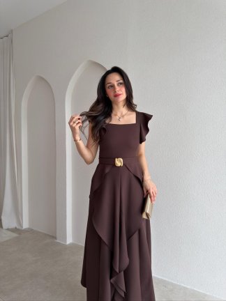 WAYNE Maxi Elbise 5784 - Acı Kahve - 2