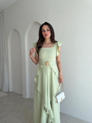 WAYNE Maxi Elbise 5784 - Su Yeşili - 2