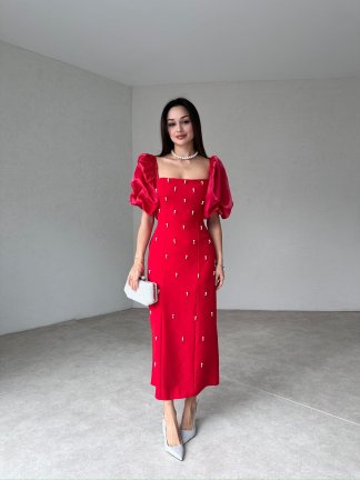 WERELLA Maxi Elbise 0505 - Kırmızı - 3