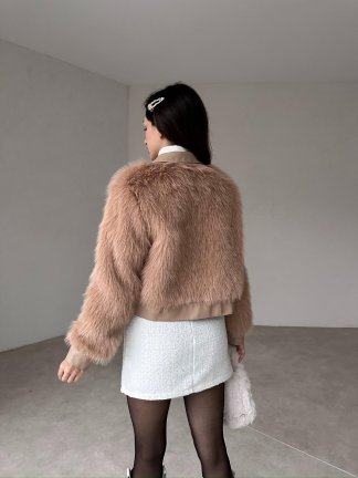 WESSA Kürk Ceket 5111 - Kahverengi - 4