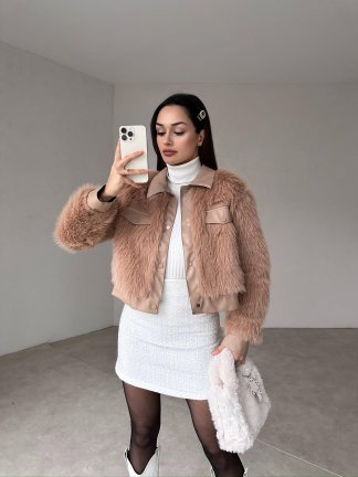 WESSA Kürk Ceket 5111 - Kahverengi - 3