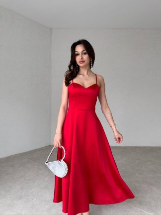 WEXLER Midi Elbise 9046 - Kırmızı - 2