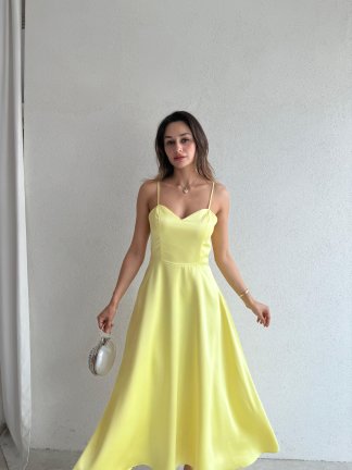 WEXLER Midi Elbise 9046 - Sarı - 1