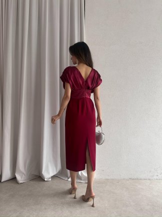 WİCCA Midi Elbise 5022 - Bordo - 3
