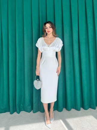 WİCCA Midi Elbise 5022 - Beyaz - 3
