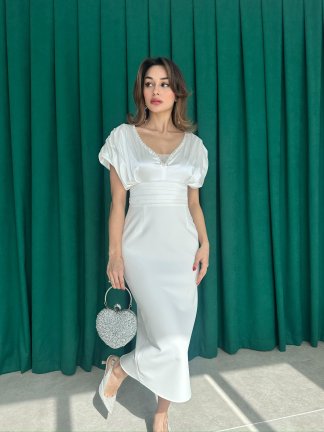 WİCCA Midi Elbise 5022 - Beyaz - 1