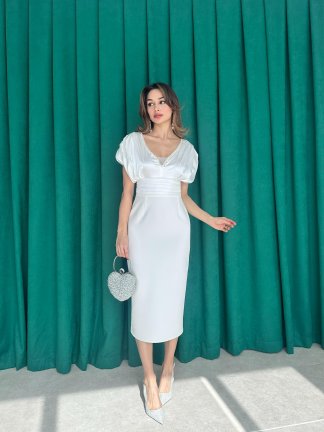 WİCCA Midi Elbise 5022 - Beyaz - 2
