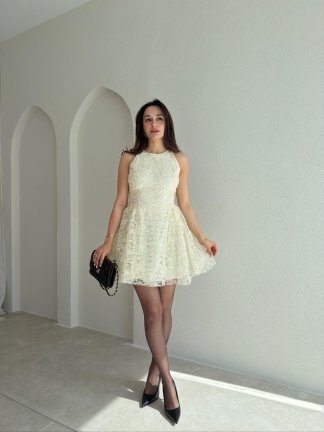 WİLBUR Mini Elbise 1024 - Krem - 2