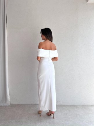 WODNEY Maxi Elbise 2212 - Beyaz - 3