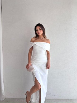 WODNEY Maxi Elbise 2212 - Beyaz - 1