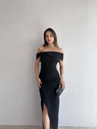 WODNEY Maxi Elbise 2212 - Siyah 