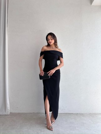 WODNEY Maxi Elbise 2212 - Siyah - 2