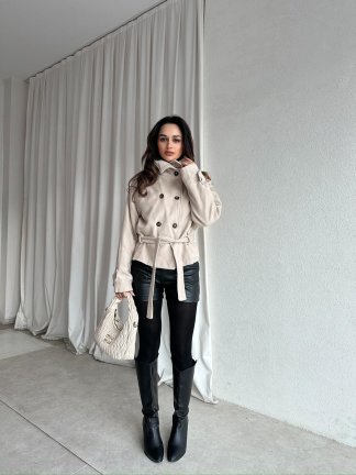 WOLDE Kuşaklı Ceket 8784 - Bej - 3