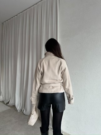 WOLDE Kuşaklı Ceket 8784 - Bej - 4