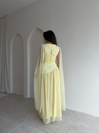 WONKA Maxi Elbise 8486 - Sarı - 3