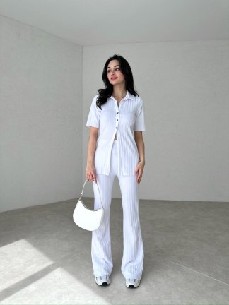 Yarım Düğmeli NİGEL Takım 4049 - Beyaz - 2