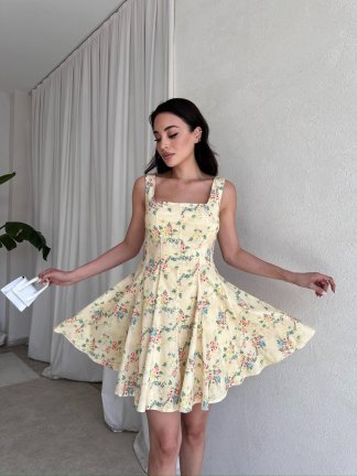 YODA Mini Elbise 8082 - Sarı 