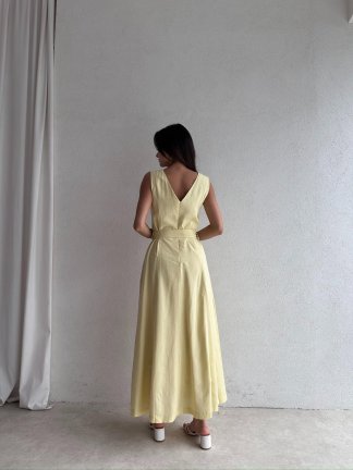 YOKANA Midi Elbise 5667 - Sarı - 3