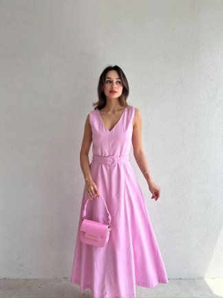 YOKANA Midi Elbise 5667 - Pembe - 1