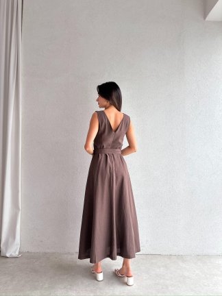 YOKANA Midi Elbise 5667 - Acı Kahve - 3