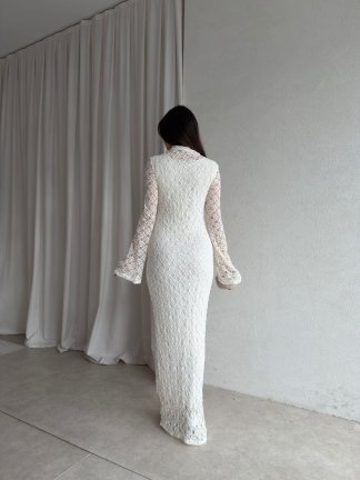 YORYO Dantelli Elbise 8221 - Beyaz - 3