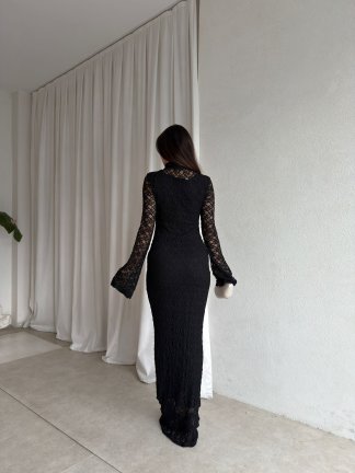 YORYO Dantelli Elbise 8221 - Siyah - 3