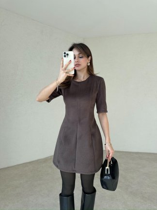 YULİANA Mini Elbise 3560 - Acı Kahve - 1