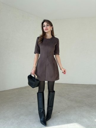 YULİANA Mini Elbise 3560 - Acı Kahve - 2