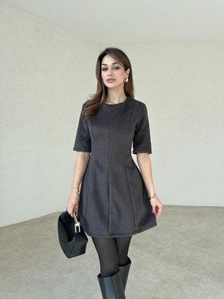 YULİANA Mini Elbise 3560 - Antrasit 